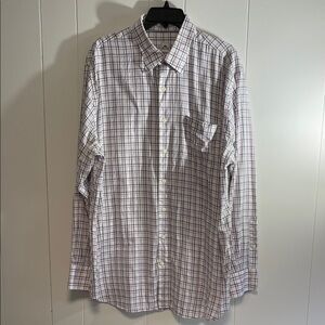 Peter Millar White Button-Up Shirt with Navy and white size XL